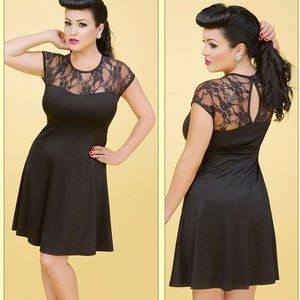 RockSteady Black Lace Yoke Fit-and-Flare Dress